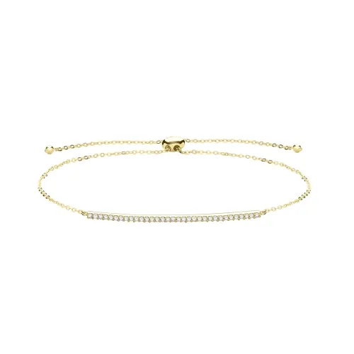 9ct Yellow Gold Cz Bar Pull Style Bracelet 1.19g